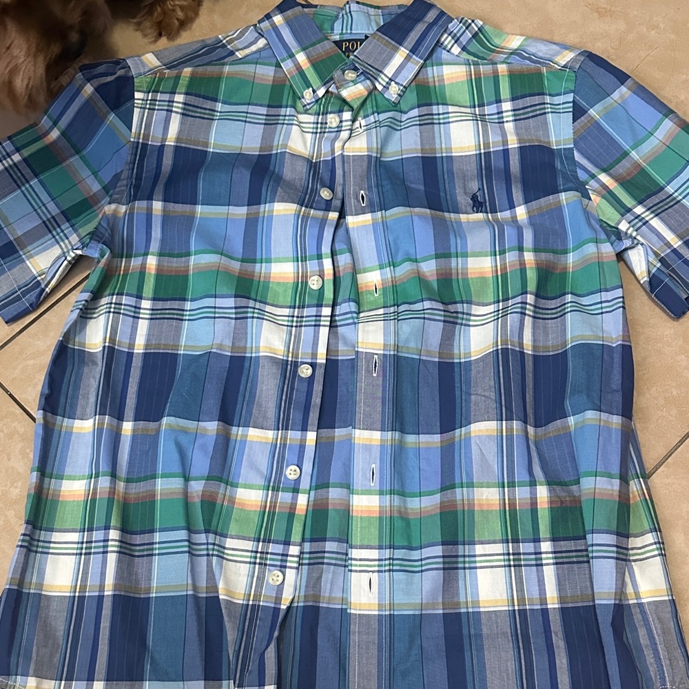 Polo by Ralph Lauren Kids Blue and Green Plaid Polo